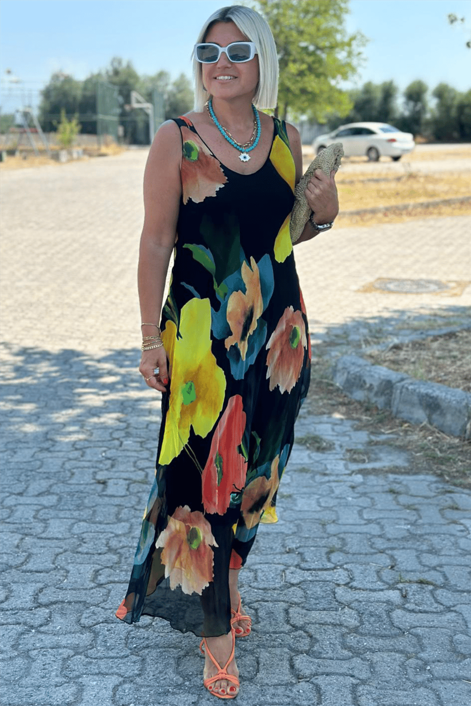 Aurelia™ – Elegantes Blumenmuster-Maxikleid aus Chiffon und Seide