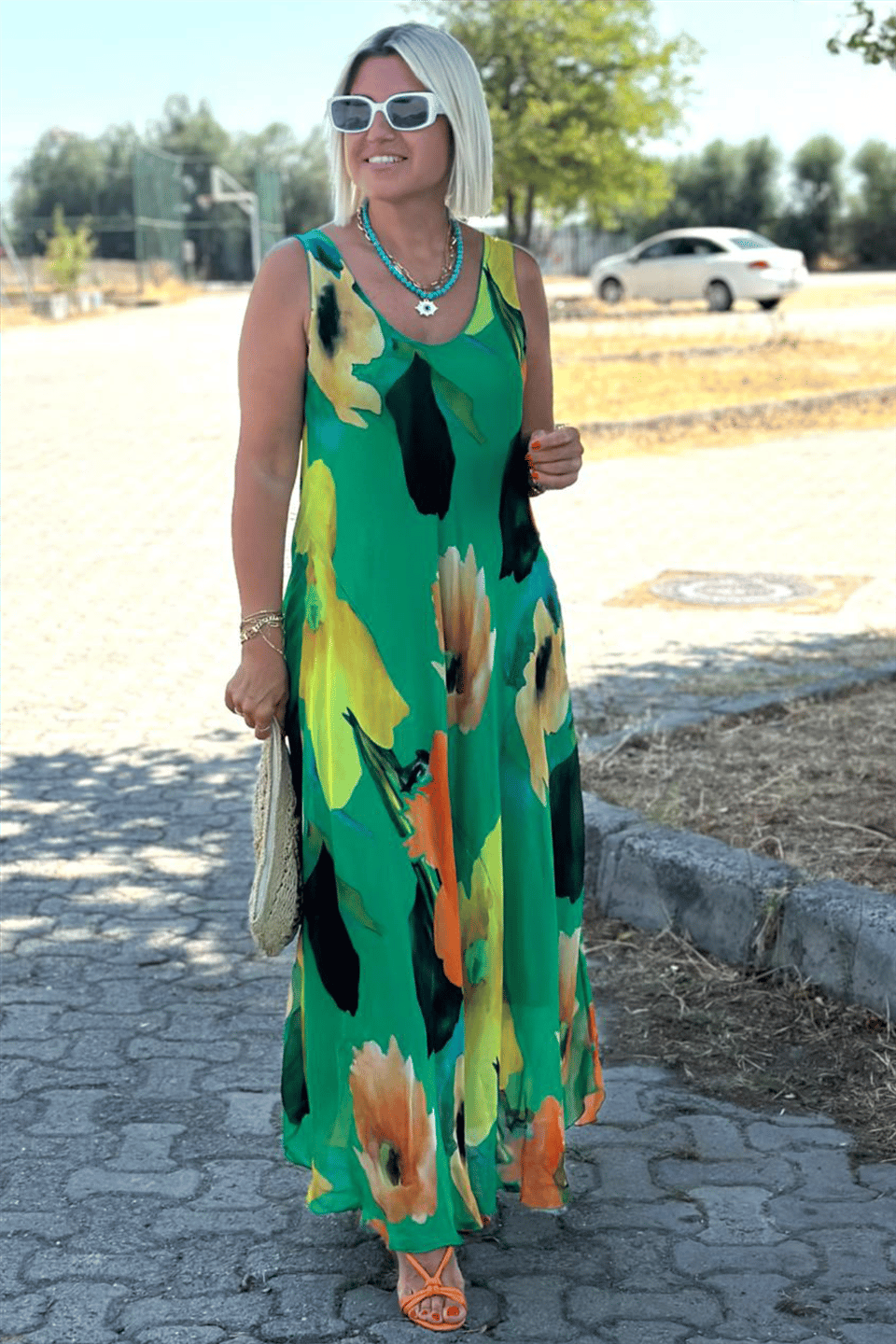 Aurelia™ – Elegantes Blumenmuster-Maxikleid aus Chiffon und Seide