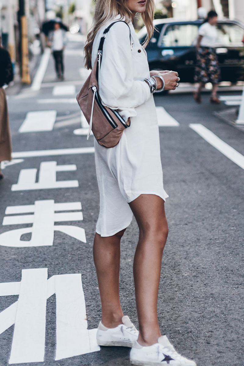 Coco - Lässiger Street Solid Knot Split Badeanzug Überwurf