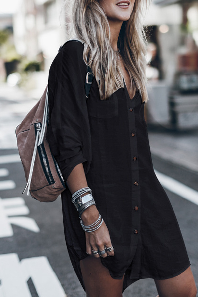 Coco - Lässiger Street Solid Knot Split Badeanzug Überwurf