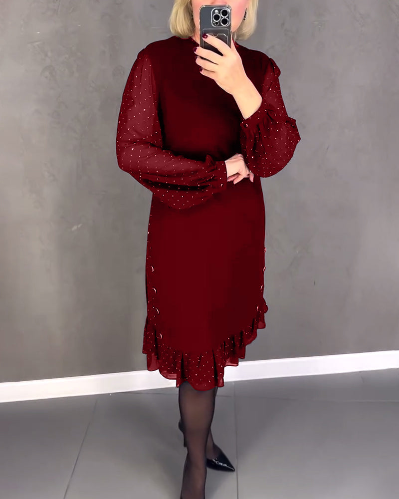 ELIANA | Schickes Kleid mit Transparenten Ärmeln und Figurfreundlicher Silhouette für Herbstveranstaltungen