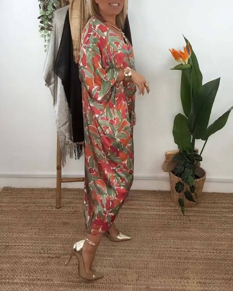 V-Ausschnitt Kleid mit gedrehtem Druck