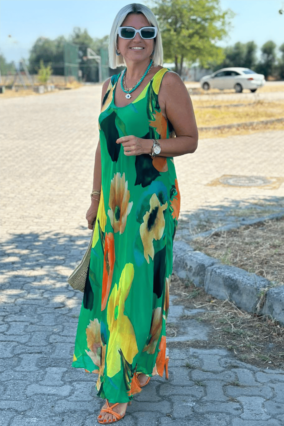 Aurelia™ – Elegantes Blumenmuster-Maxikleid aus Chiffon und Seide