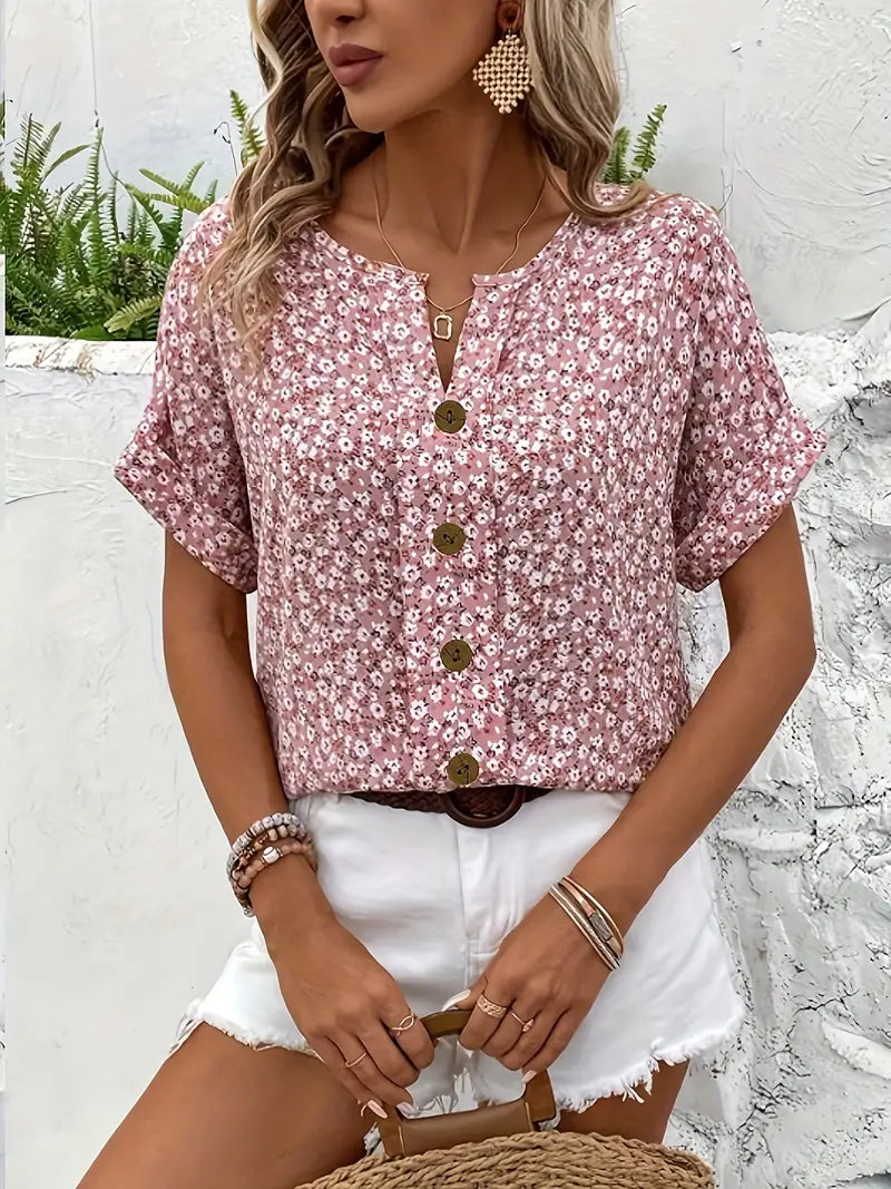 Cindy™ | Bluse mit floralem Druck und Notch-Kragen