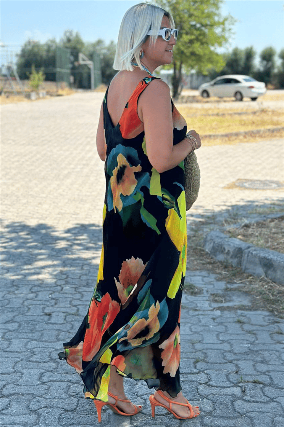 Aurelia™ – Elegantes Blumenmuster-Maxikleid aus Chiffon und Seide