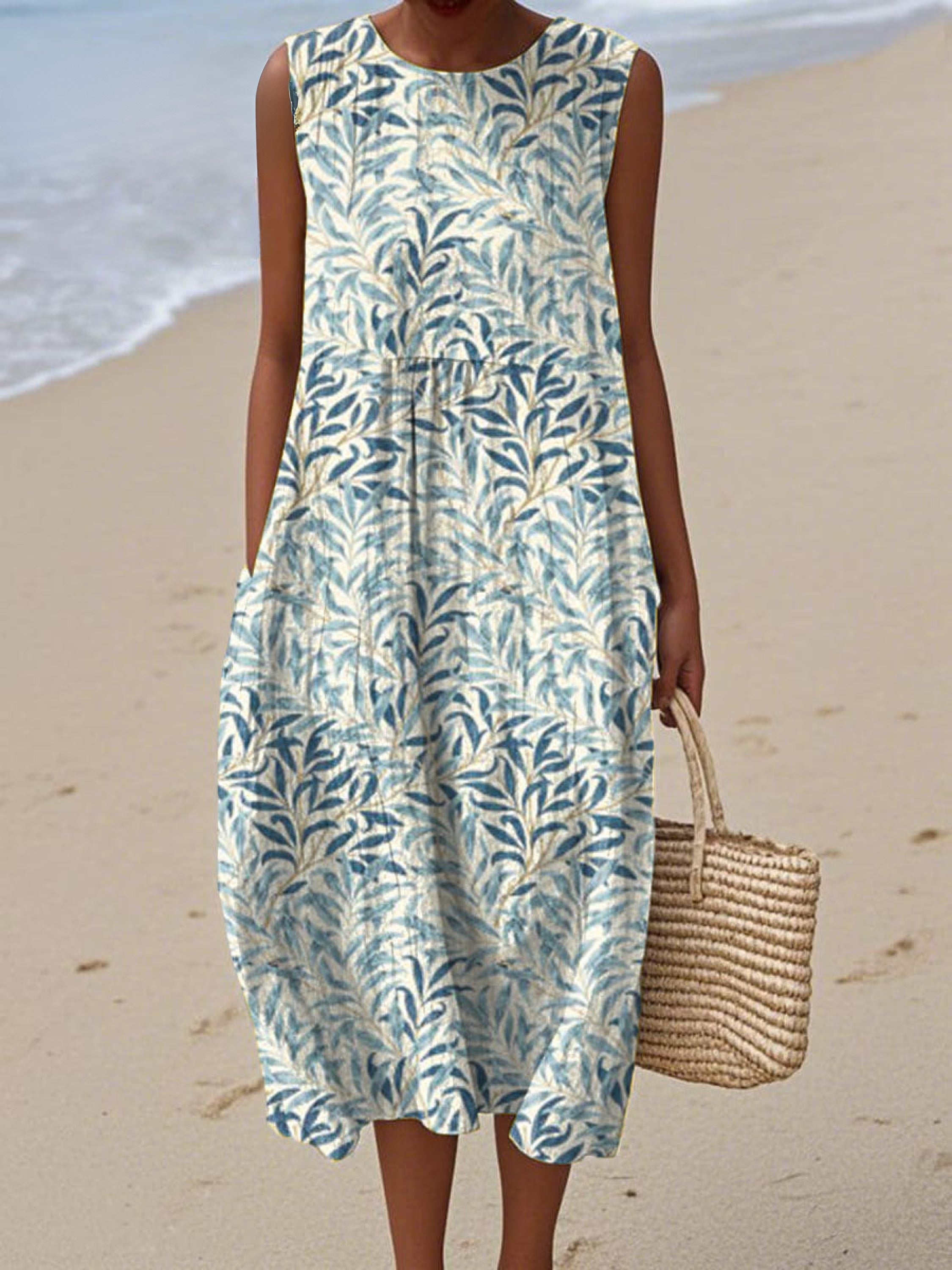 Wickelkleid mit Vintage-Blätterprint für Damen