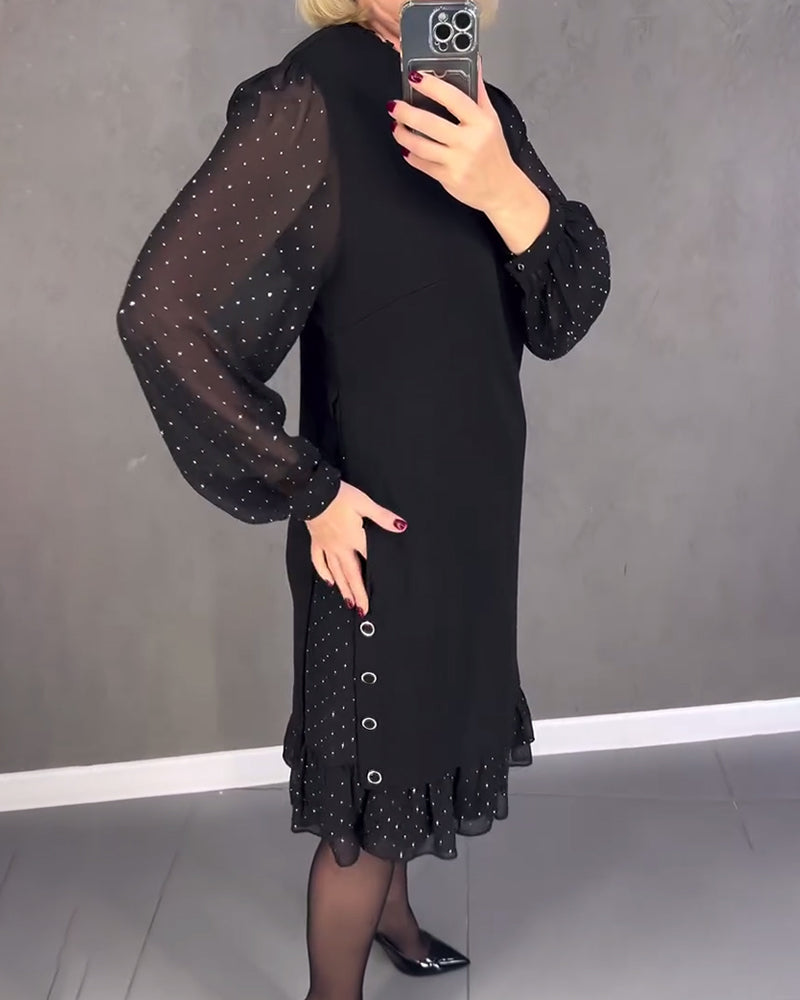ELIANA | Schickes Kleid mit Transparenten Ärmeln und Figurfreundlicher Silhouette für Herbstveranstaltungen