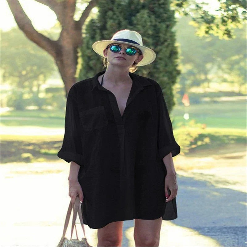 Zayna -Tasche Badeanzug Cover Up Ausgehöhltes T-Shirt