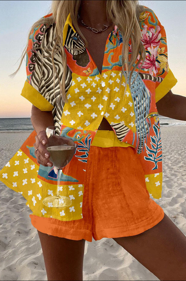 Norellia™ | Kurzes Leinenoutfit mit Punkten