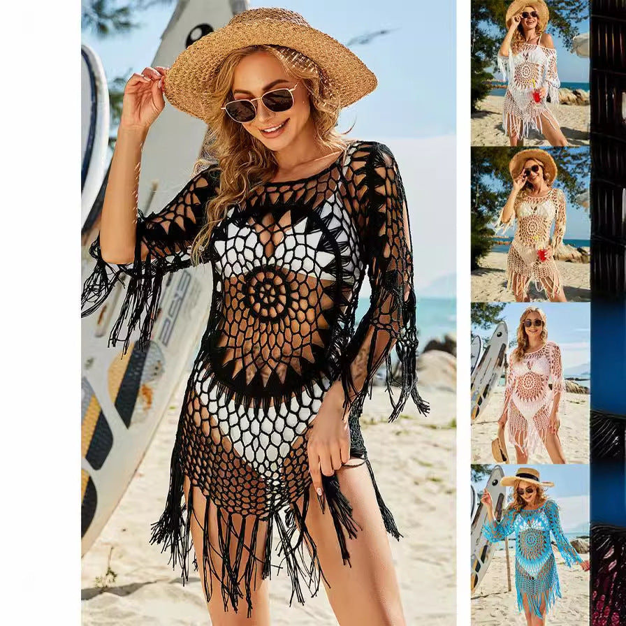 Eden - Handgehäkelter Quasten-Strandüberwurf