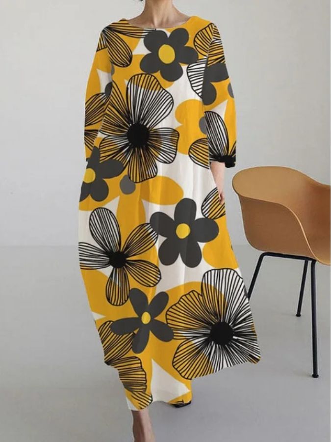 JUNI - WEICHER BLUMENDRUCK V-AUSSCHNITT KLEID