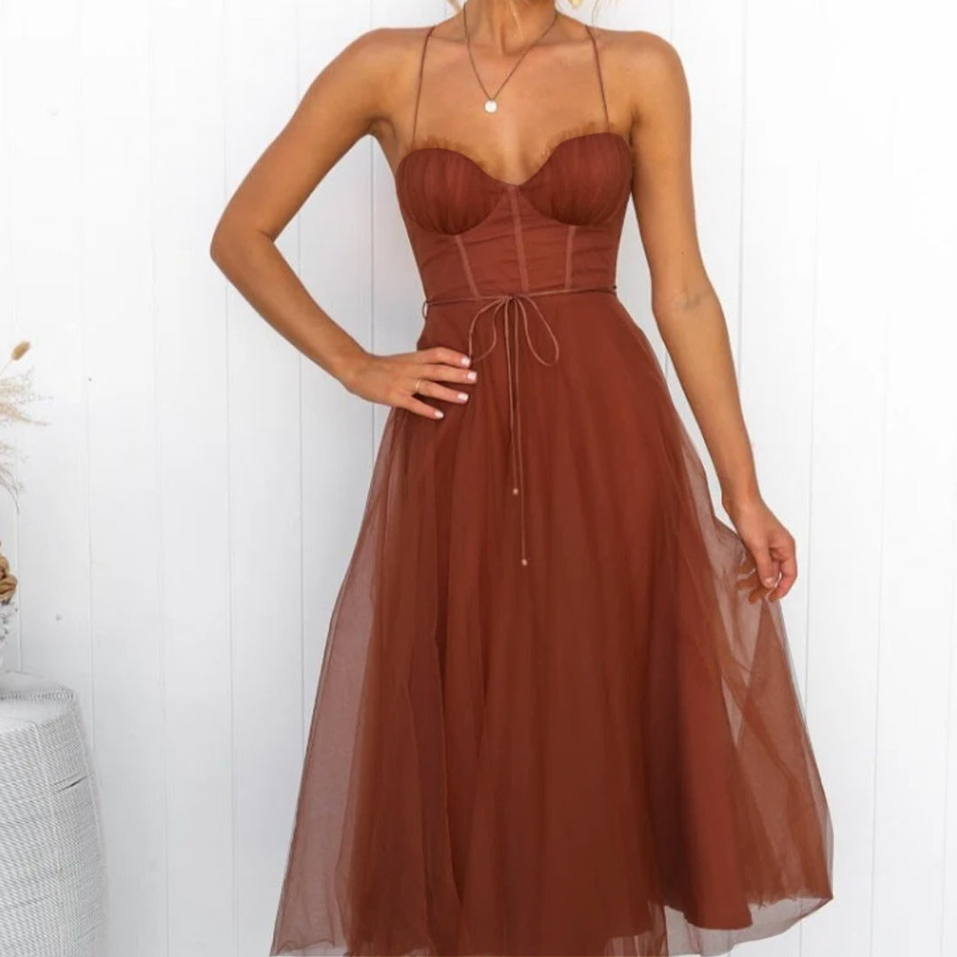 Aria - Modernes Prinzessin Chiffon Hosenträger Party Maxikleid