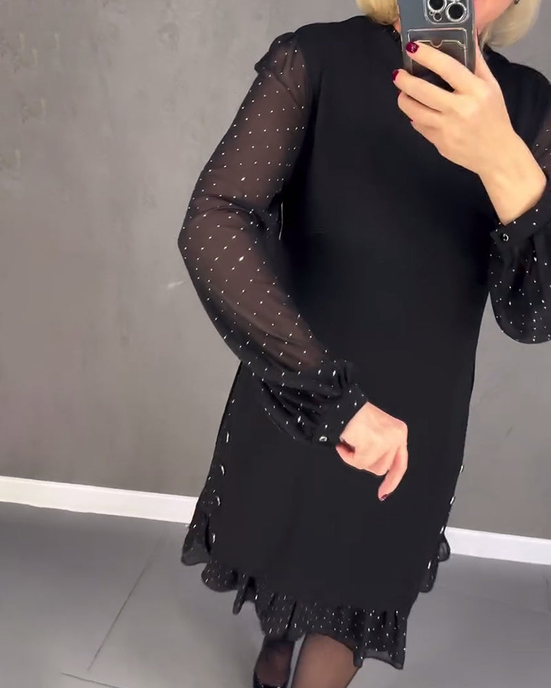 ELIANA | Schickes Kleid mit Transparenten Ärmeln und Figurfreundlicher Silhouette für Herbstveranstaltungen