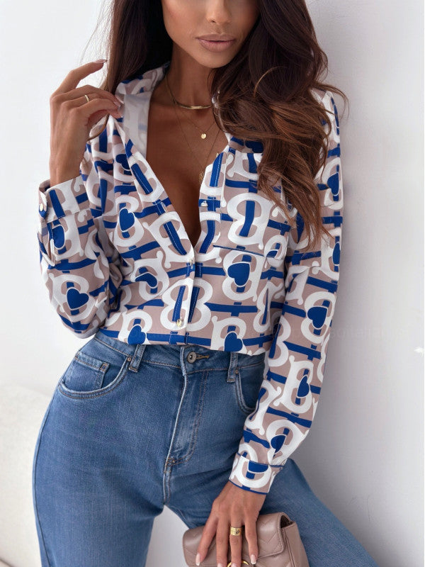 Monika | Aufgeräumte Damenbluse mit Satindruck