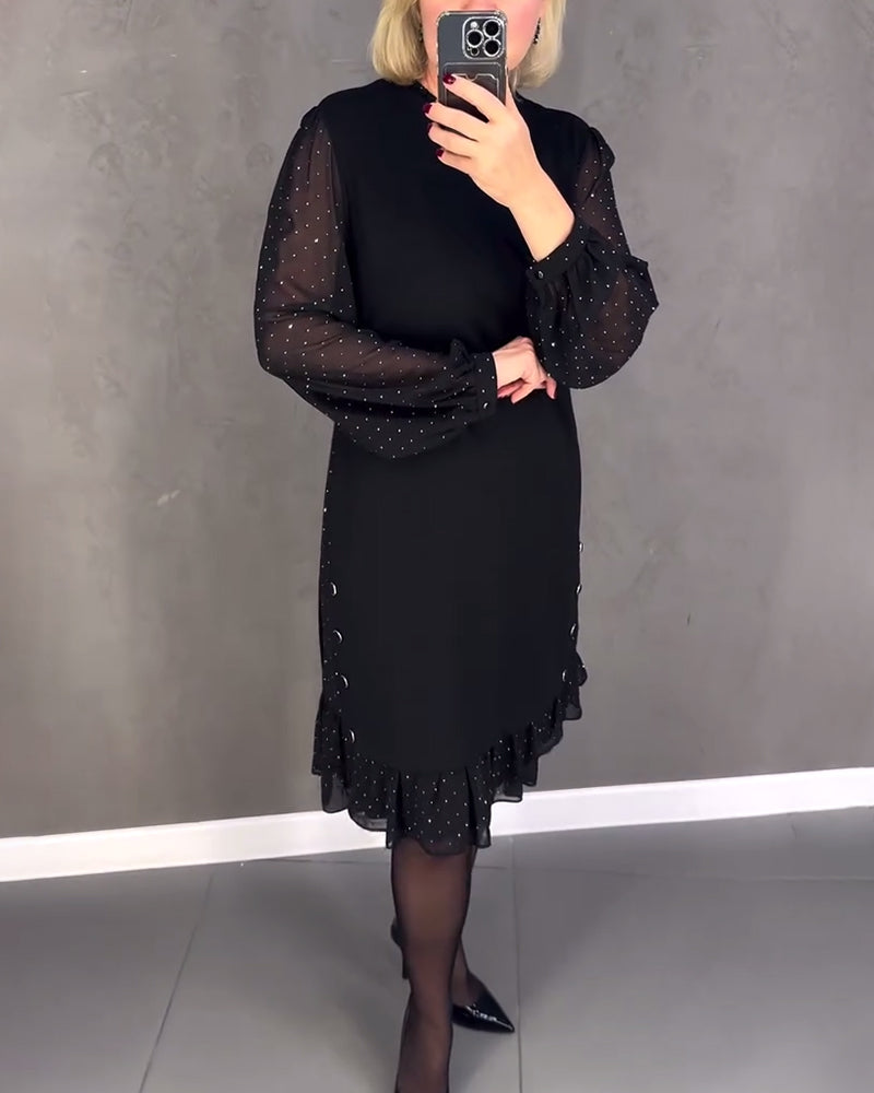 ELIANA | Schickes Kleid mit Transparenten Ärmeln und Figurfreundlicher Silhouette für Herbstveranstaltungen
