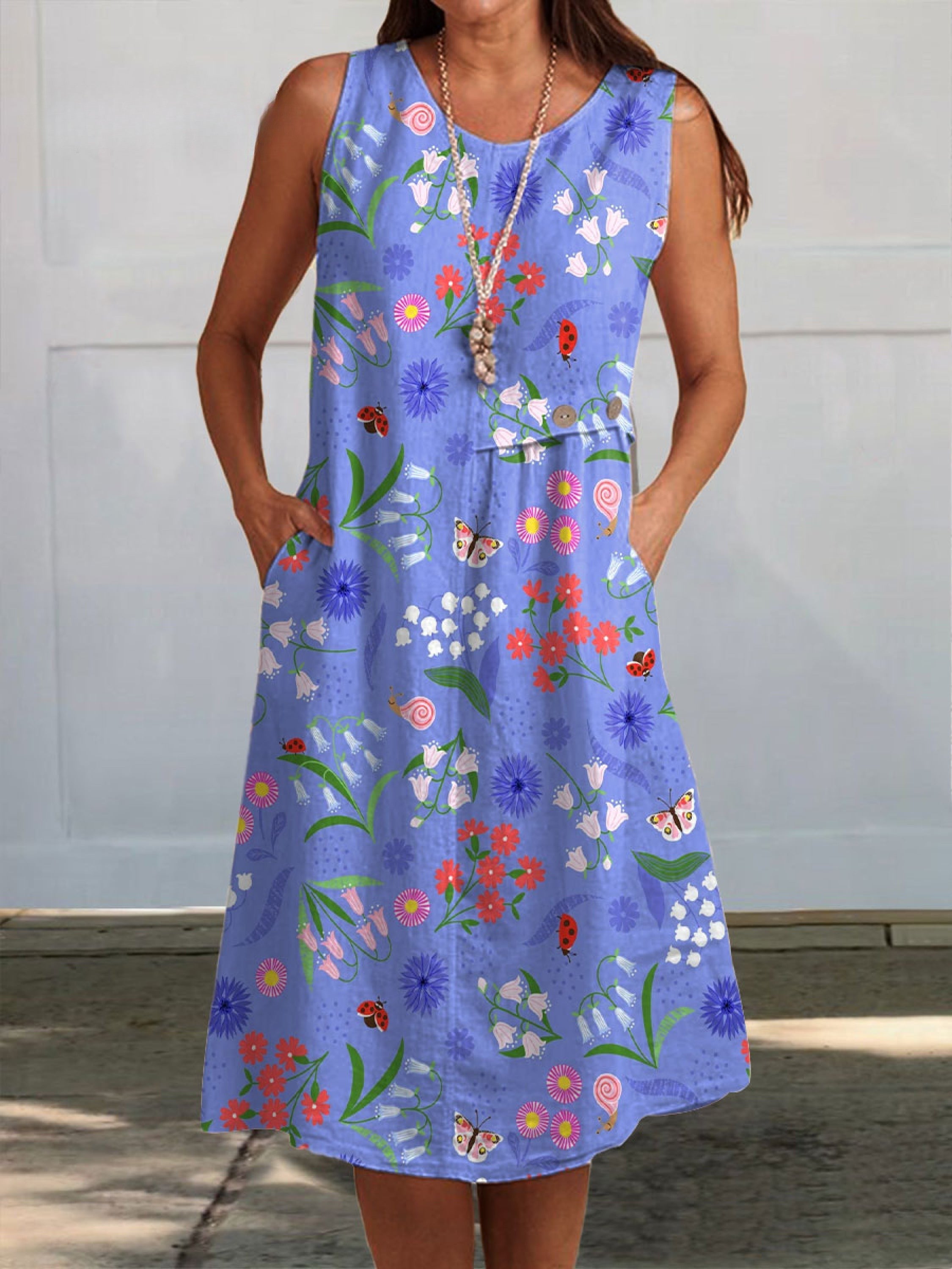 Wickelkleid mit Buntem Blumenprint V-Ausschnitt fĂĽr Damen