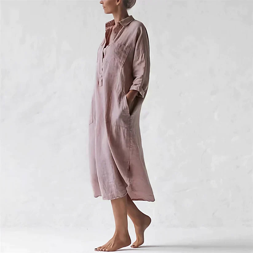 Rhea - Stylisches langes rosa Kleid