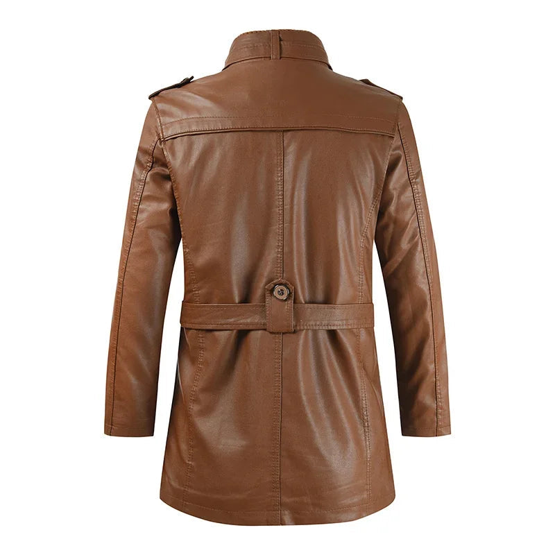 Krystian™ | Elegante Lange Leder Bikerjacke