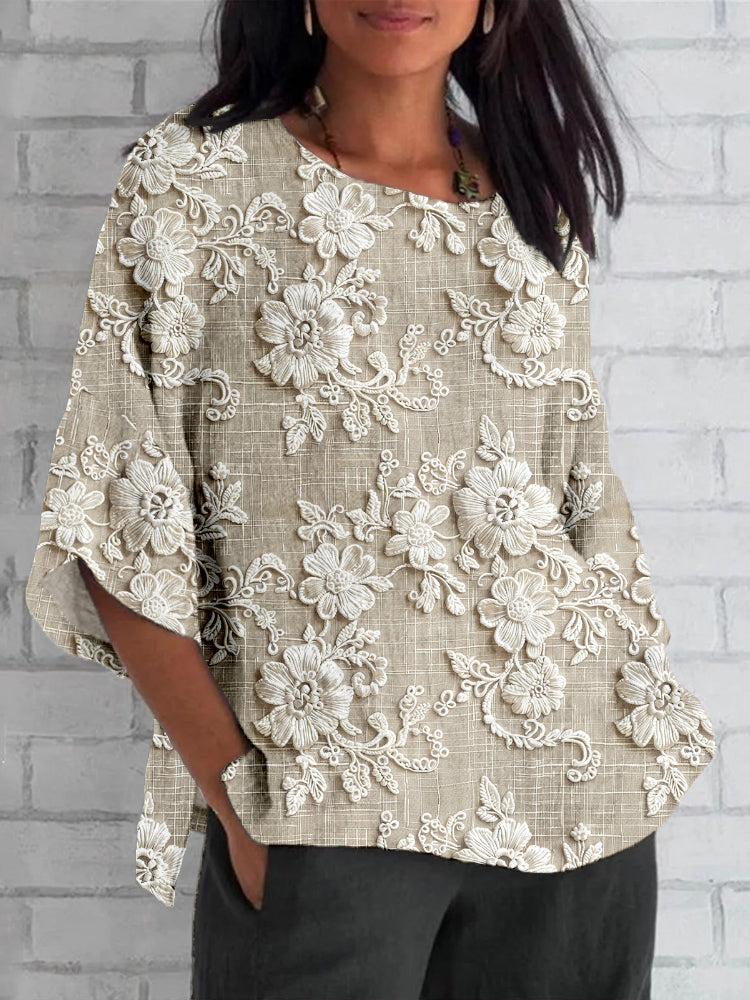 Zehra - Weiches Blumen Relaxed Fit Top