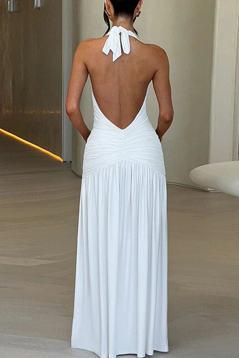 Isla - Sexy Einfarbige Ärmellose Neck Dresses Mit Schlitz (3 Farben)