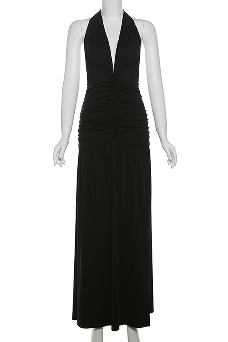 Isla - Sexy Einfarbige Ärmellose Neck Dresses Mit Schlitz (3 Farben)