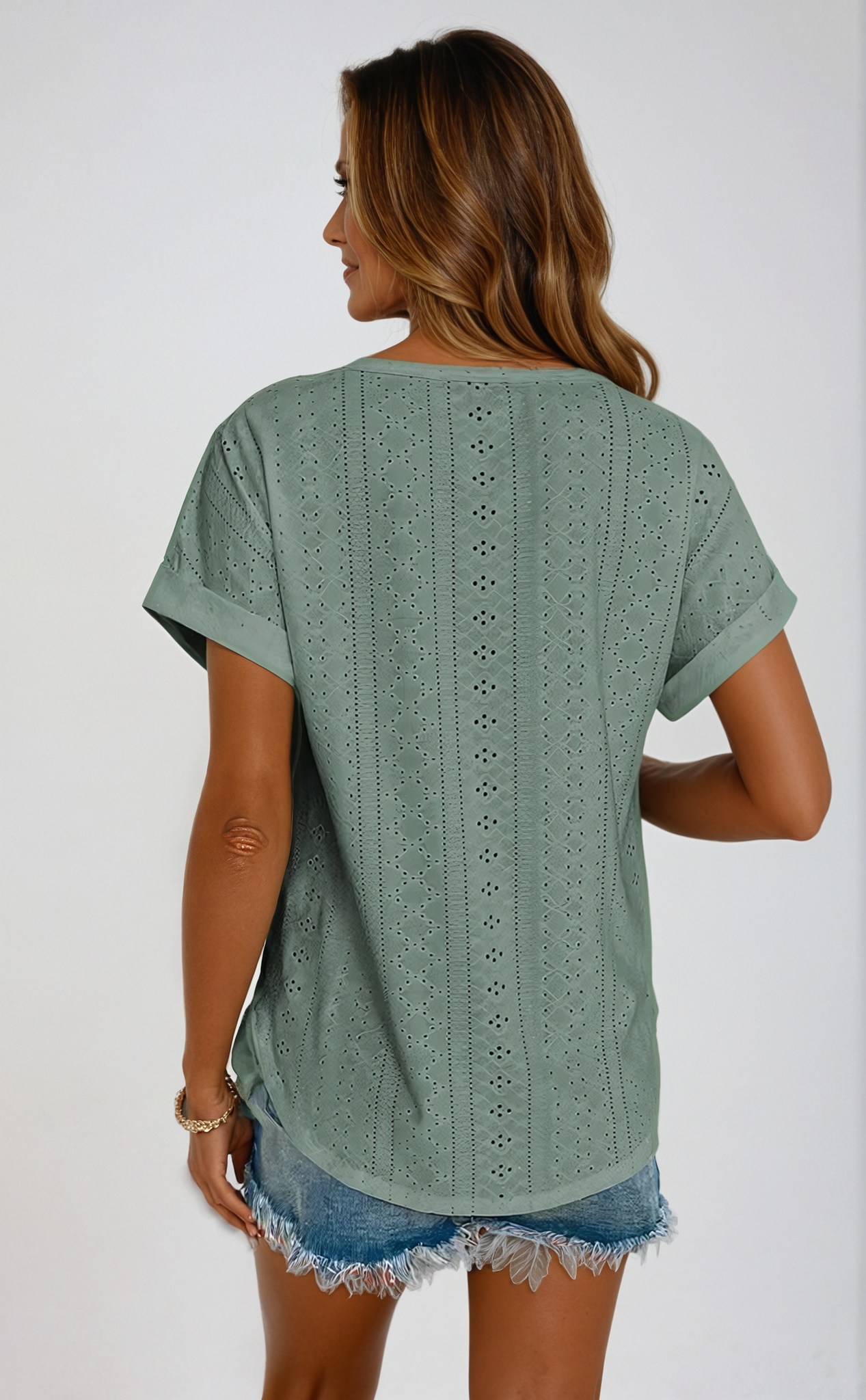 Vespera - Damen Casual Unifarben Gestricktes Top