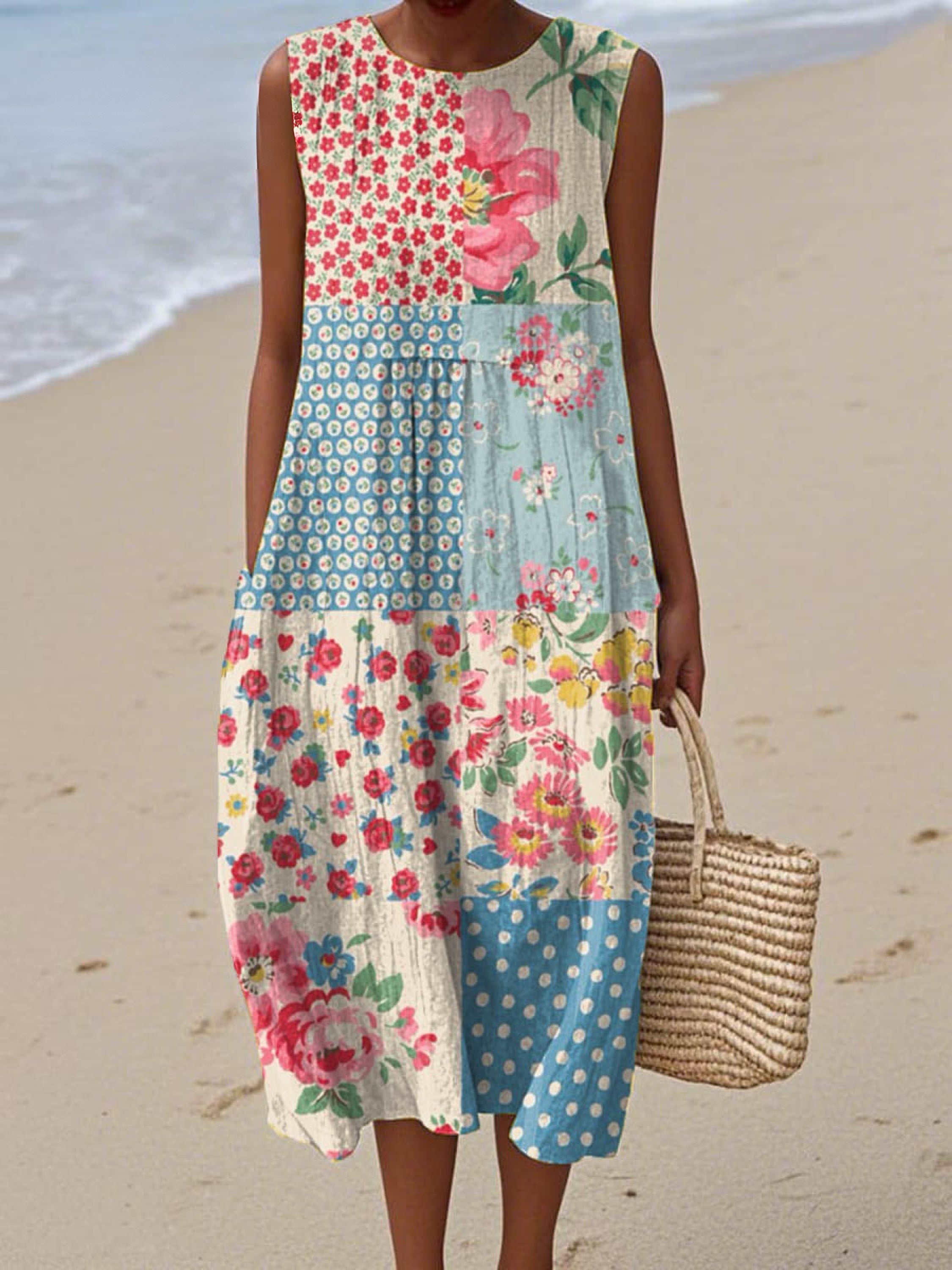 Wickelkleid mit Vintage-Blumenmuster für Damen