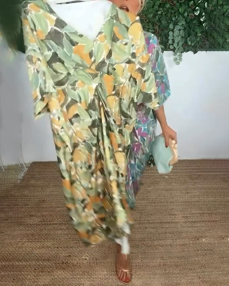 V-Ausschnitt Kleid mit gedrehtem Druck