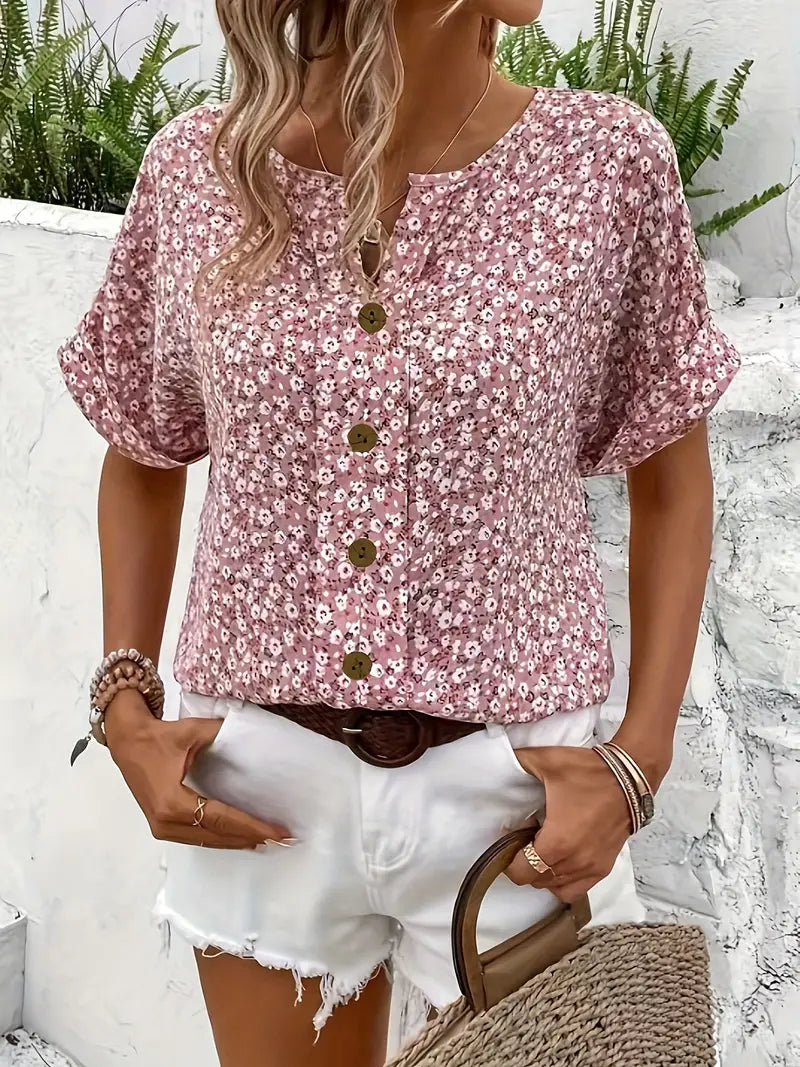 Cindy™ | Bluse mit floralem Druck und Notch-Kragen