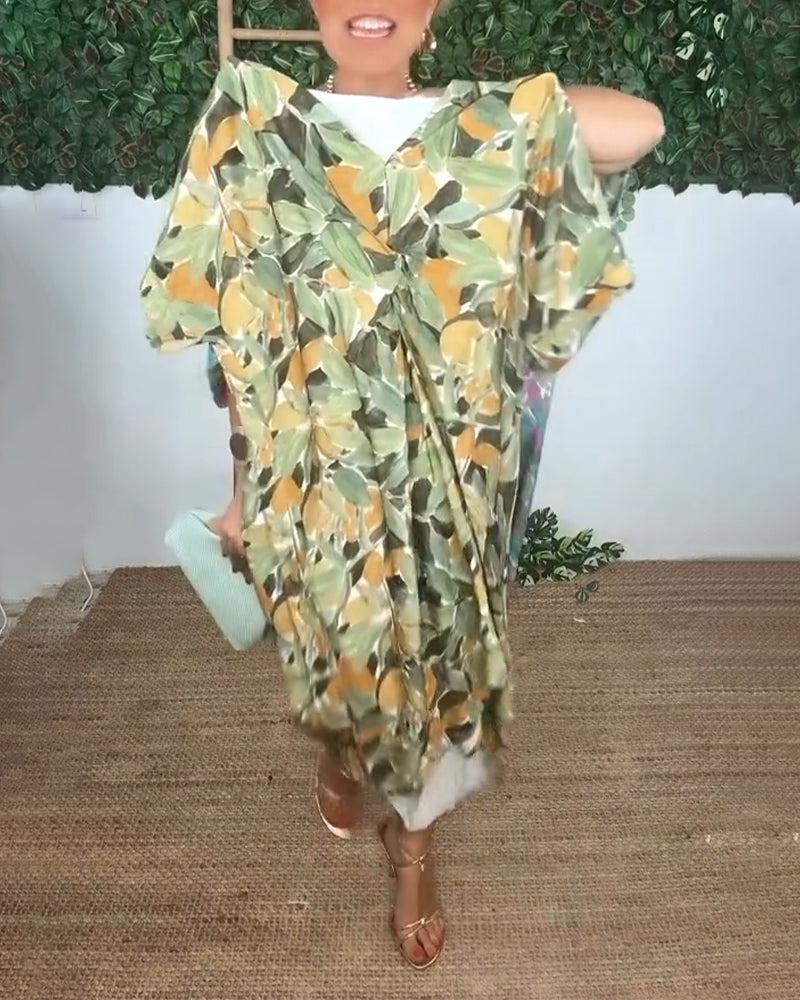 V-Ausschnitt Kleid mit gedrehtem Druck