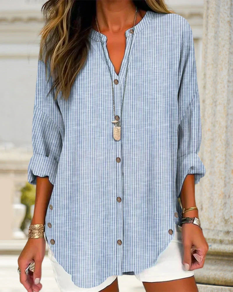 Tamsin - Elegantes Streifenmuster V-Ausschnitt Top