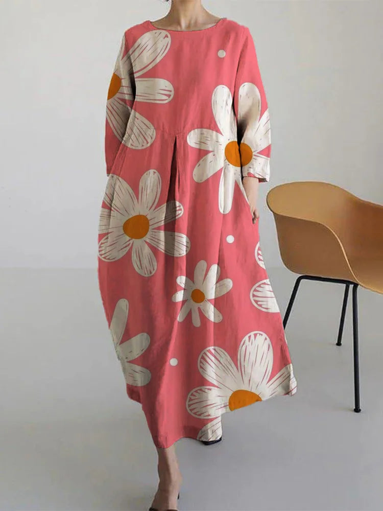 LOÏS - LEICHTES BLUMENKLEID MIT KURZEN ÄRMELN