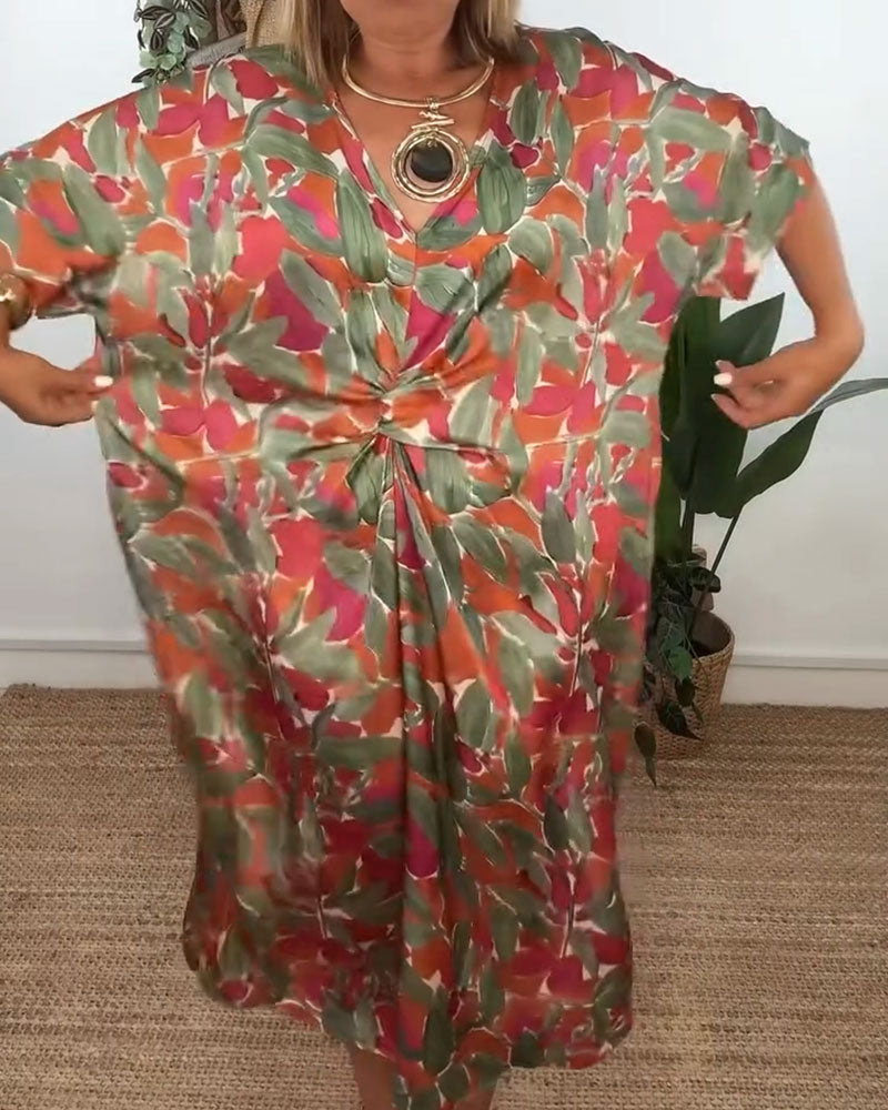 V-Ausschnitt Kleid mit gedrehtem Druck