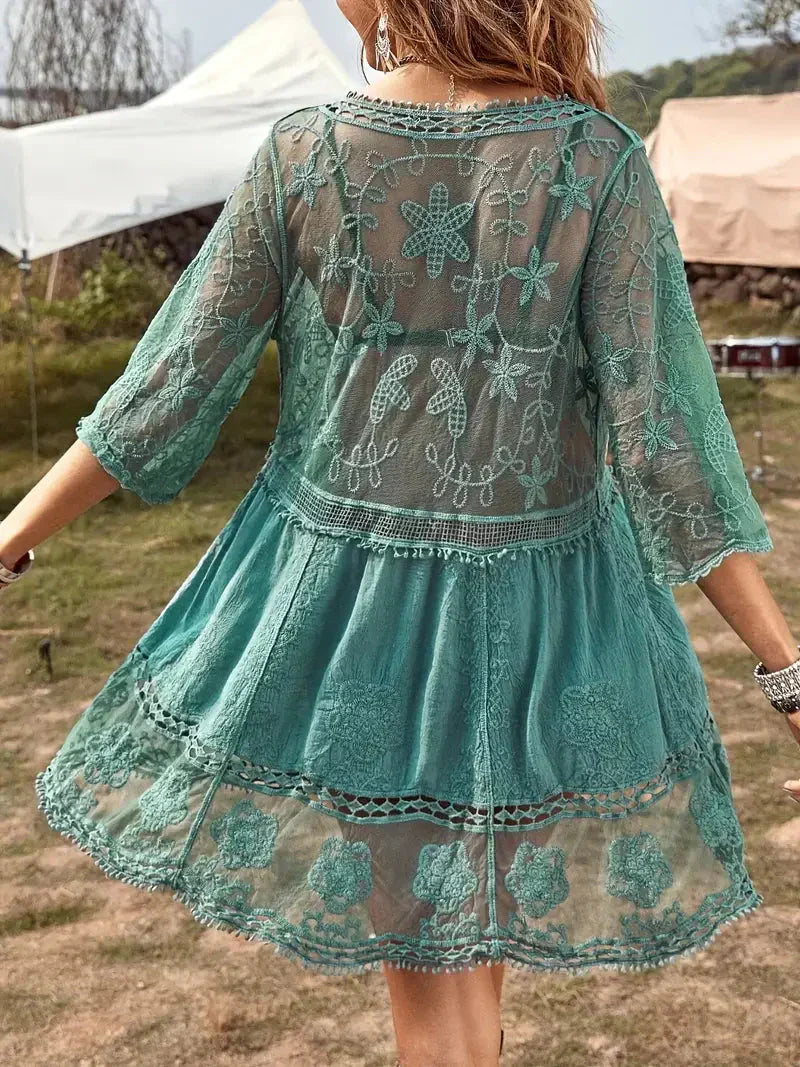 Lila - Cover Up Lace Durchschauen Cover Up Kleid Boho-Stil