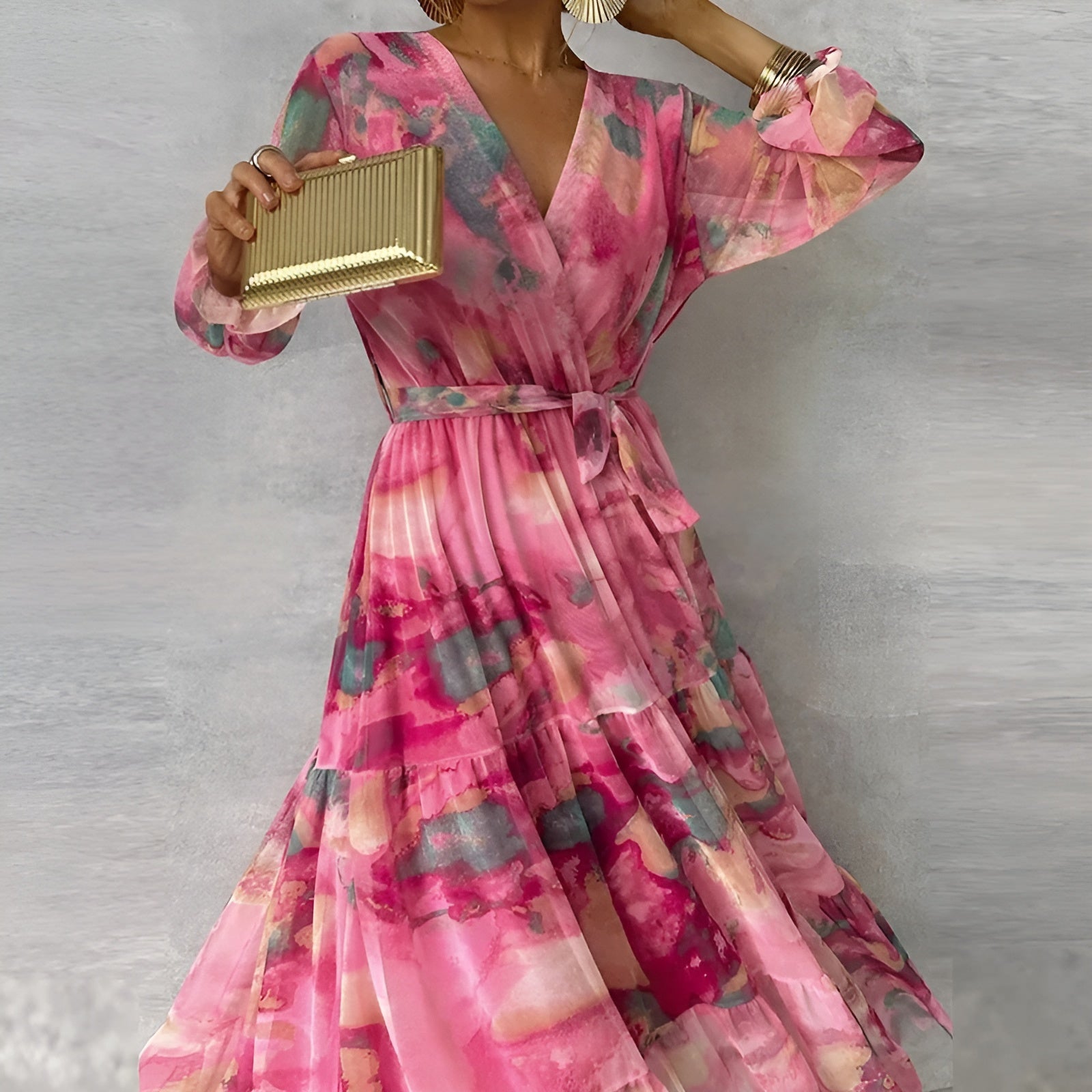 LUCIA | Lange Sommerrobe mit floralem Muster und verstellbarem Schnitt