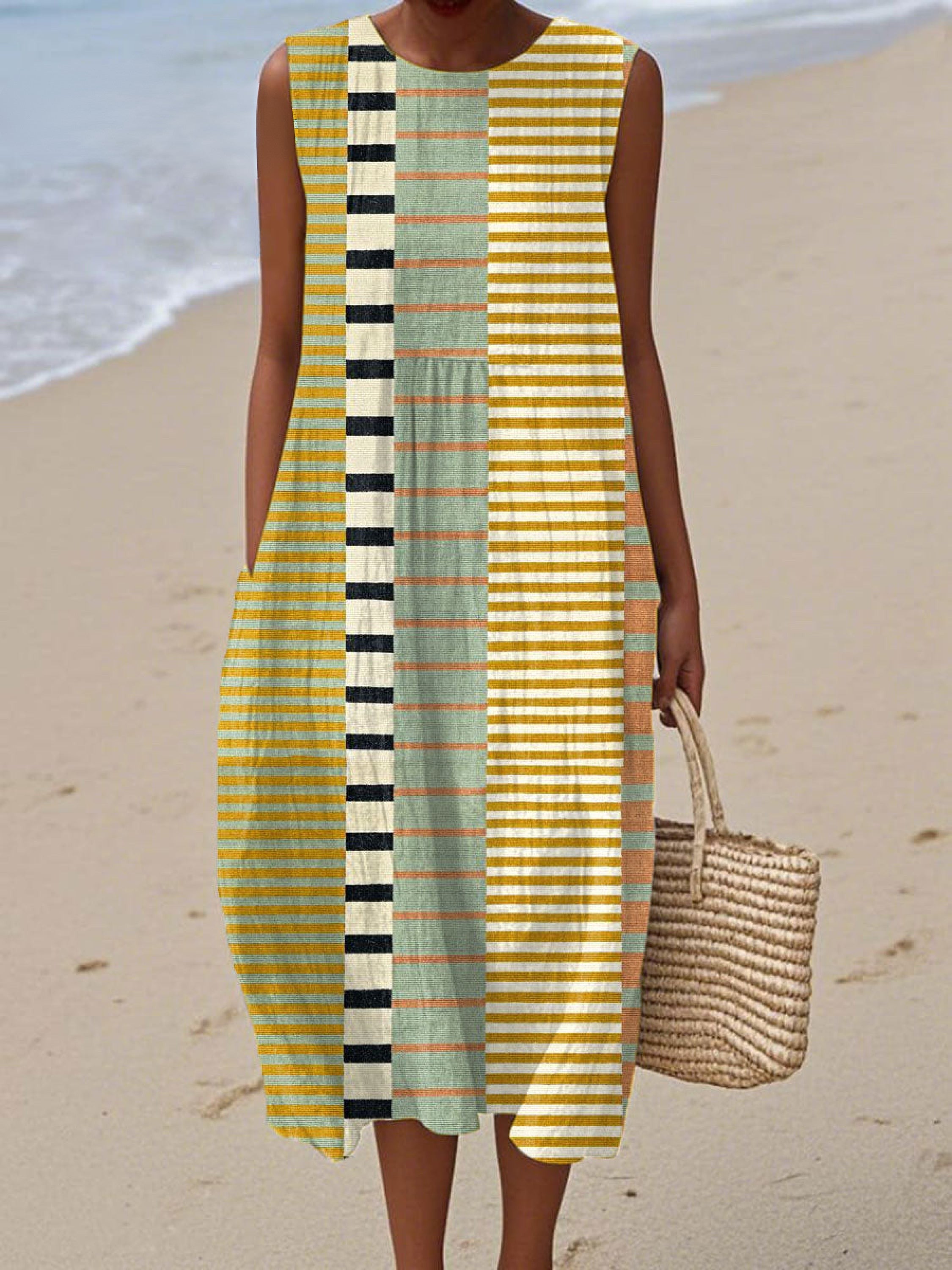 Wickelkleid mit Vintage-Geometrieprint für Damen