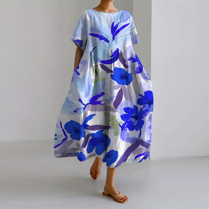 ISLA - BLUMENMUSTER V-AUSSCHNITT KLEID