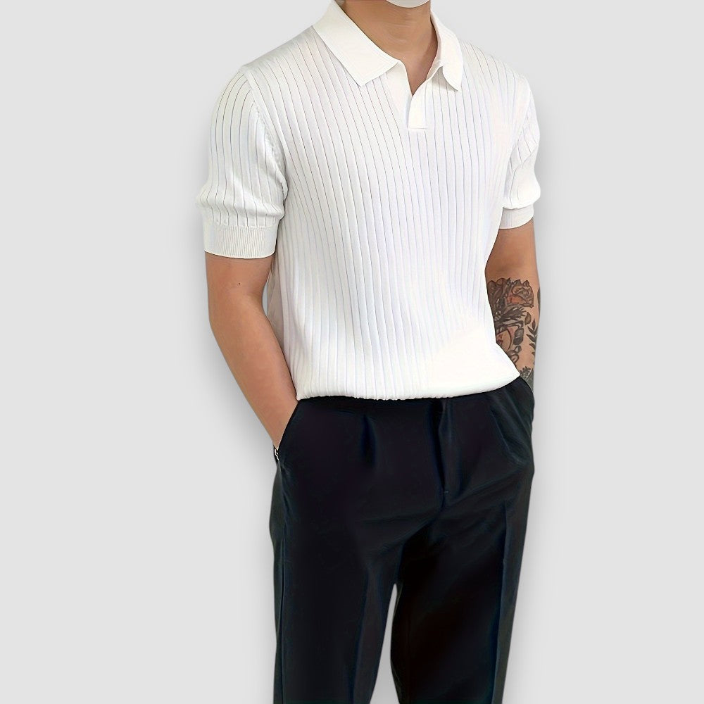 Vallo | Ribbed Short Sleeve Polo Shirt
