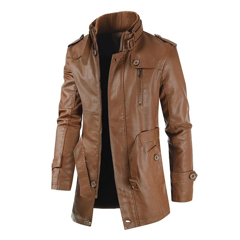 Krystian™ | Elegante Lange Leder Bikerjacke