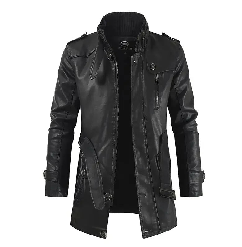 Krystian™ | Elegante Lange Leder Bikerjacke